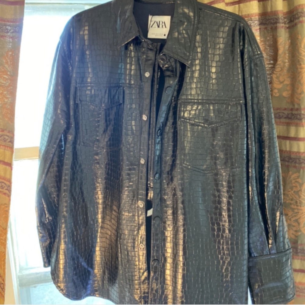 ZARA black croc print jacket/blazer